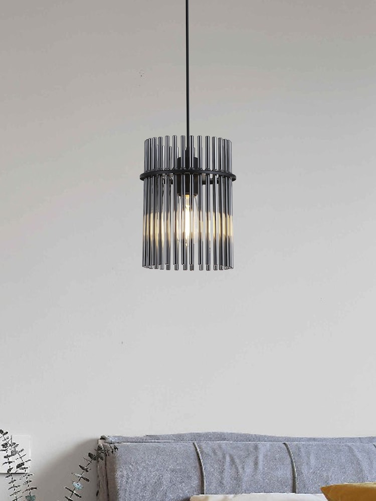 Searchlight Black and Smoke 1 Light Glass Rod Pendant - Image 1 of 5