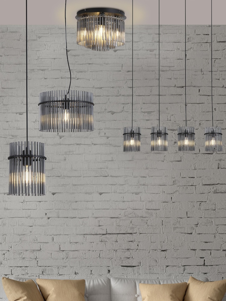 Searchlight Black and Smoke 1 Light Glass Rod Pendant - Image 2 of 5