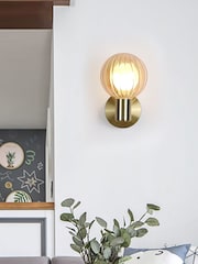 Searchlight Champagne and Brass 1 Glass Ball Wall Light - Image 1 of 5