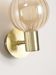 Searchlight Champagne and Brass 1 Glass Ball Wall Light - Image 3 of 5
