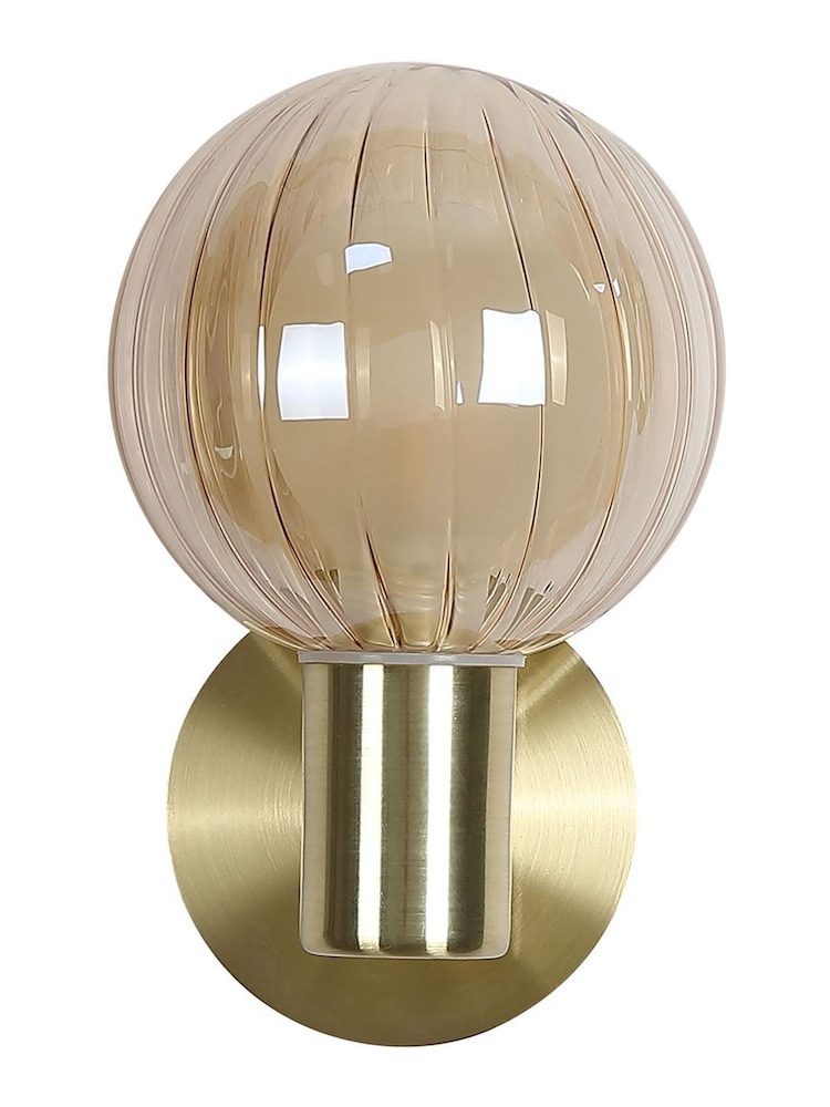Searchlight Champagne and Brass 1 Glass Ball Wall Light - Image 5 of 5