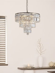 Searchlight Antique Brass 5 Light Clear Crystal Pendant - Image 1 of 5