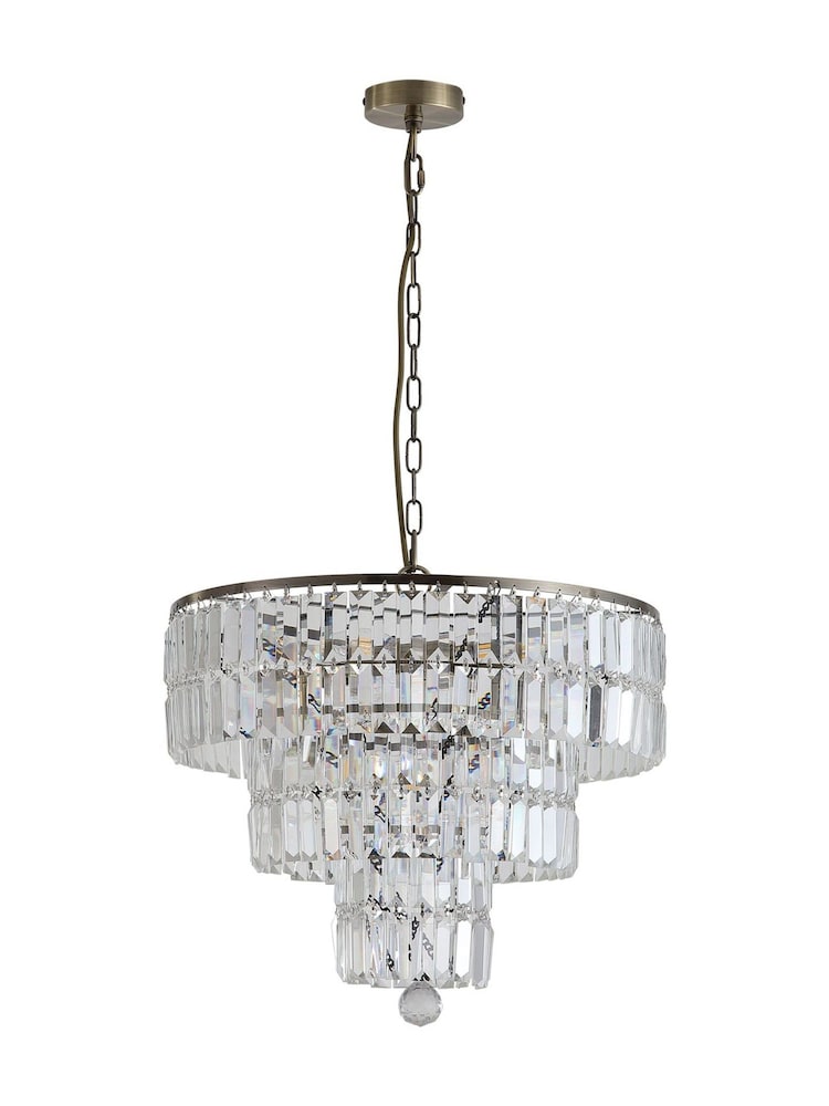 Searchlight Antique Brass 5 Light Clear Crystal Pendant - Image 5 of 5