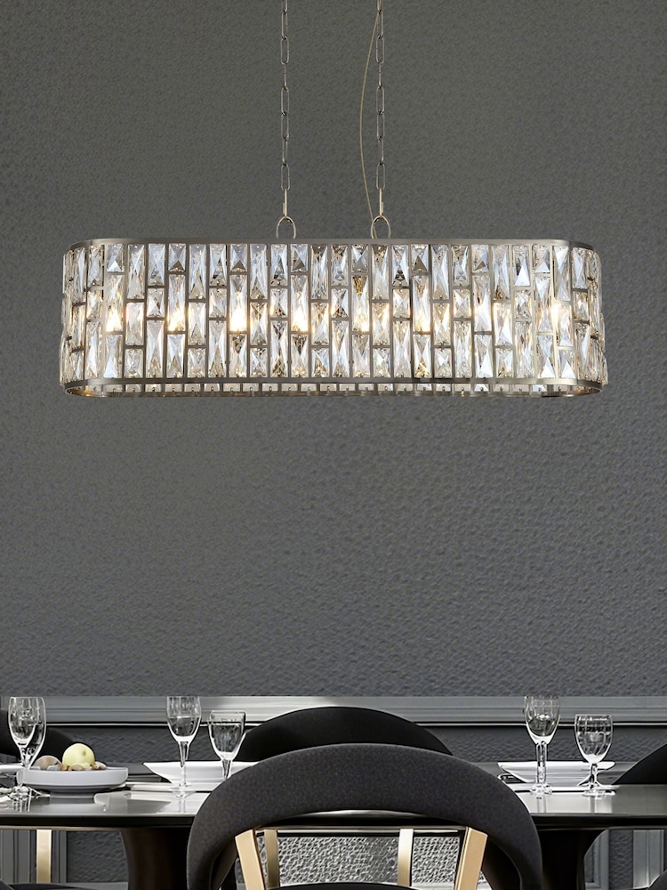 Searchlight Antique Brass 8 Light Clear Crystal Pendant - Image 1 of 5