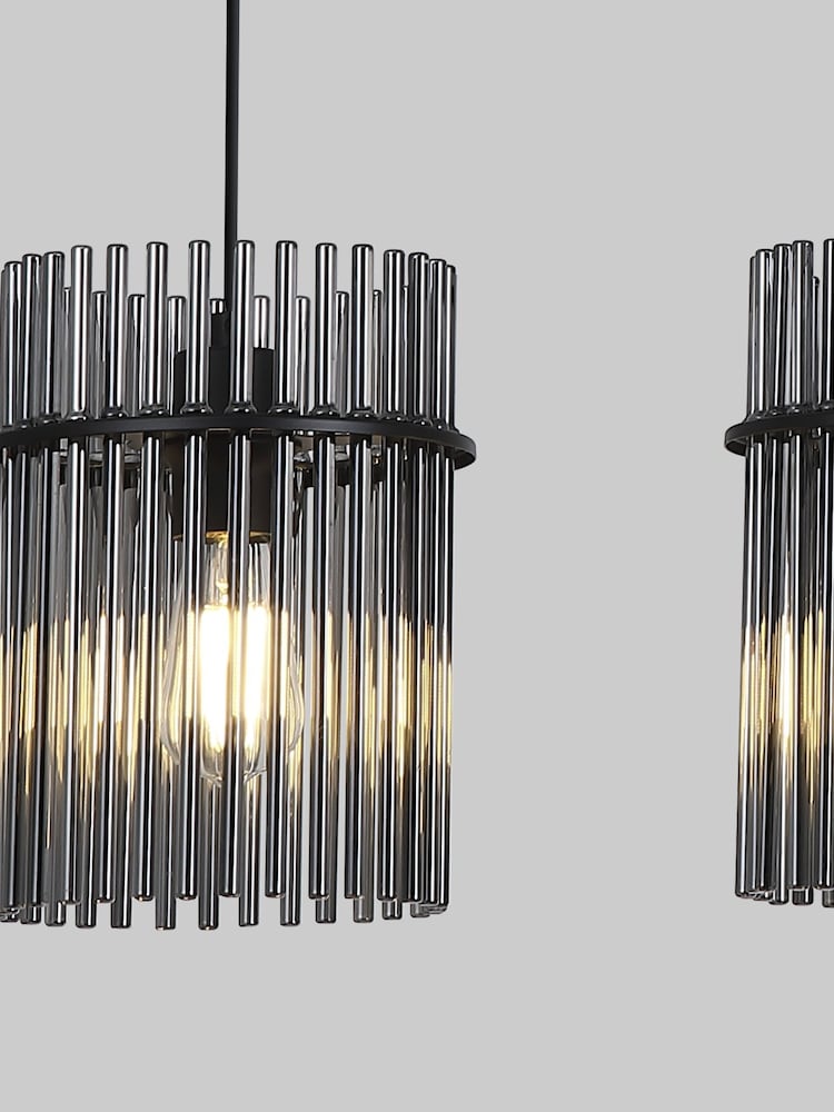 Searchlight Black Smoked 4 Light Glass Rod Bar Pendant - Image 2 of 5 Searchlight Black Smoked 4 Light Glass Rod Bar Pendant - Image 2 of 5