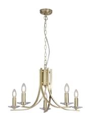 Searchlight Satin Brass and Clear 5 Light Metal Pendant - Image 2 of 5
