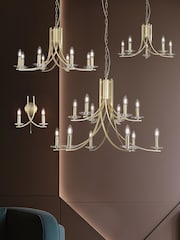 Searchlight Satin Brass and Clear 5 Light Metal Pendant - Image 5 of 5