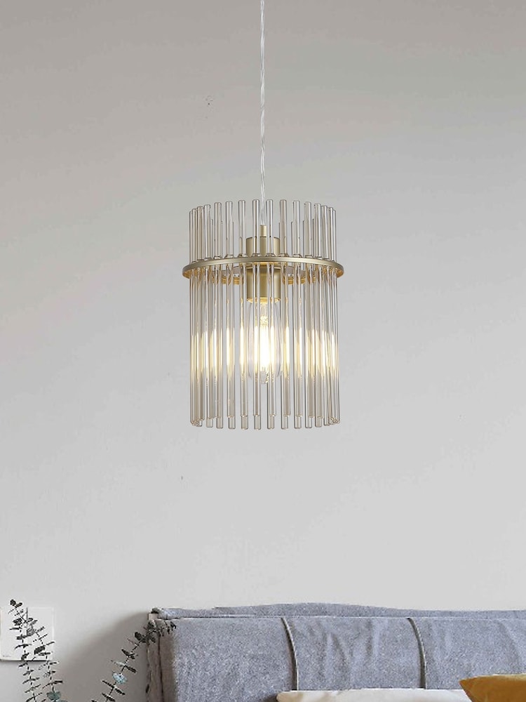 Searchlight Champagne and Gold 1 Light Glass Rod Pendant - Image 1 of 5