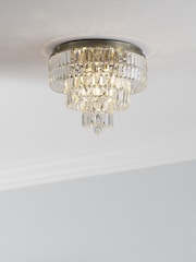 Searchlight Antique Brass 6 Light Clear Crystal Flush - Image 1 of 5