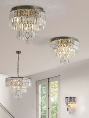 Searchlight Antique Brass 6 Light Clear Crystal Flush - Image 2 of 5