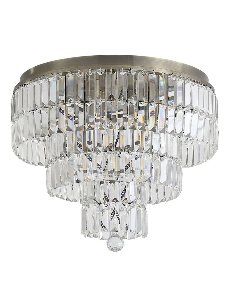 Searchlight Antique Brass 6 Light Clear Crystal Flush - Image 5 of 5