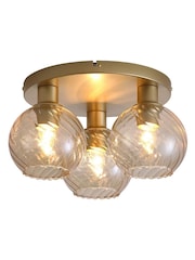 Searchlight Champagne and Gold 3 Light Glass Flush - Image 4 of 5