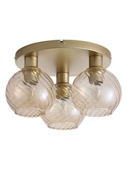Searchlight Champagne and Gold 3 Light Glass Flush - Image 5 of 5