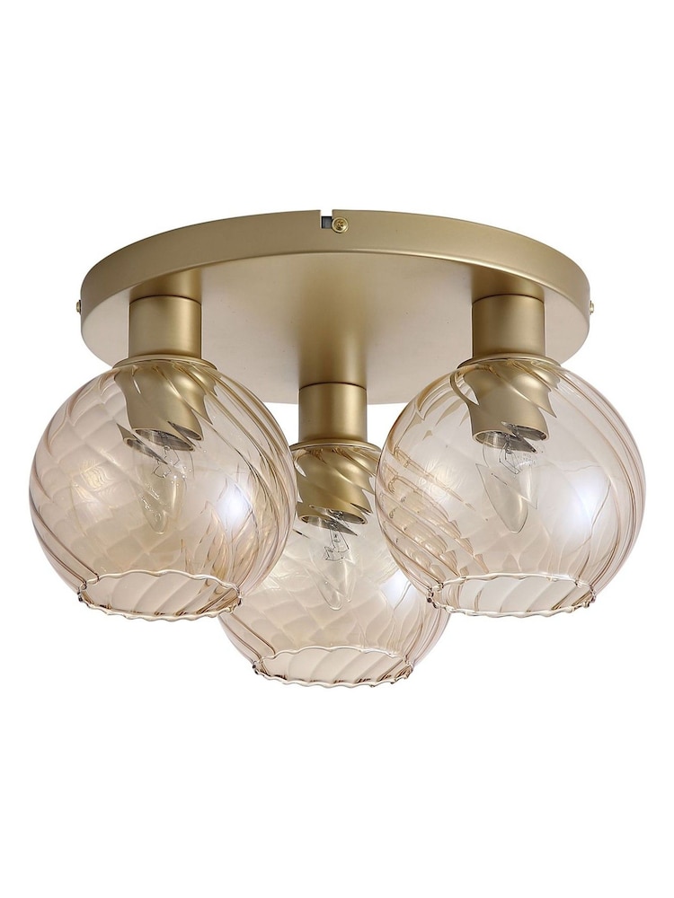 Searchlight Champagne and Gold 3 Light Glass Flush - Image 5 of 5 Searchlight Champagne and Gold 3 Light Glass Flush - Image 5 of 5