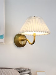 Searchlight Gold White Pleated Shade Wall Light - Image 1 of 4