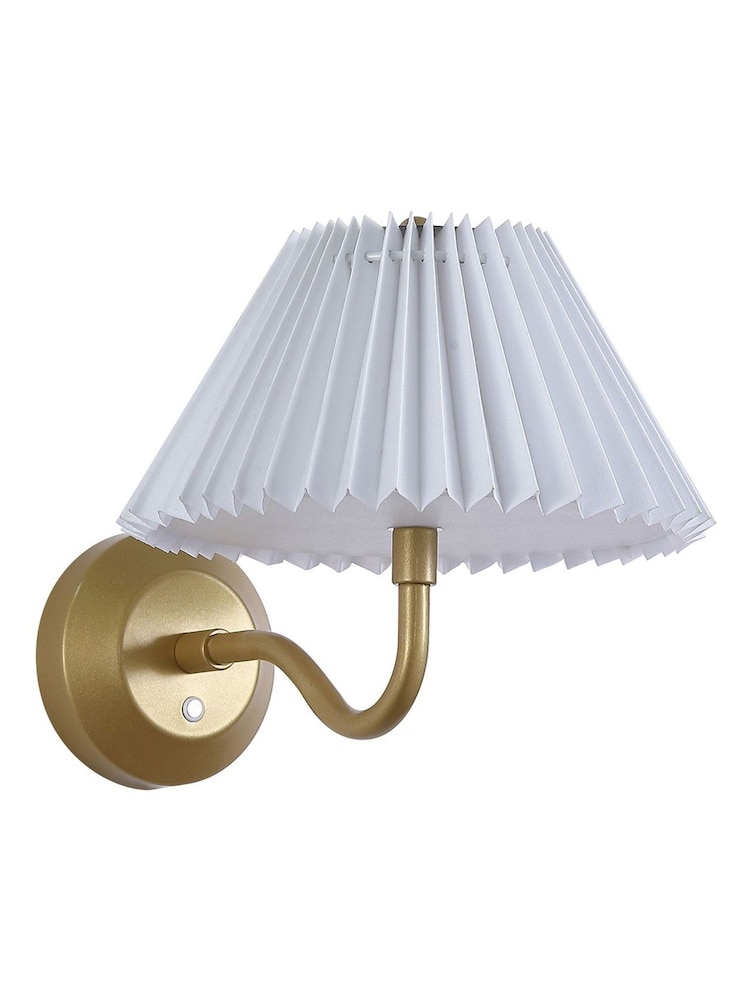 Searchlight Gold White Pleated Shade Wall Light - Image 4 of 4