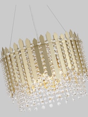 Searchlight Gold and Clear 8 Light Metal & Clear Crystal Pendant - Image 3 of 5