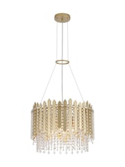 Searchlight Gold and Clear 8 Light Metal & Clear Crystal Pendant - Image 5 of 5