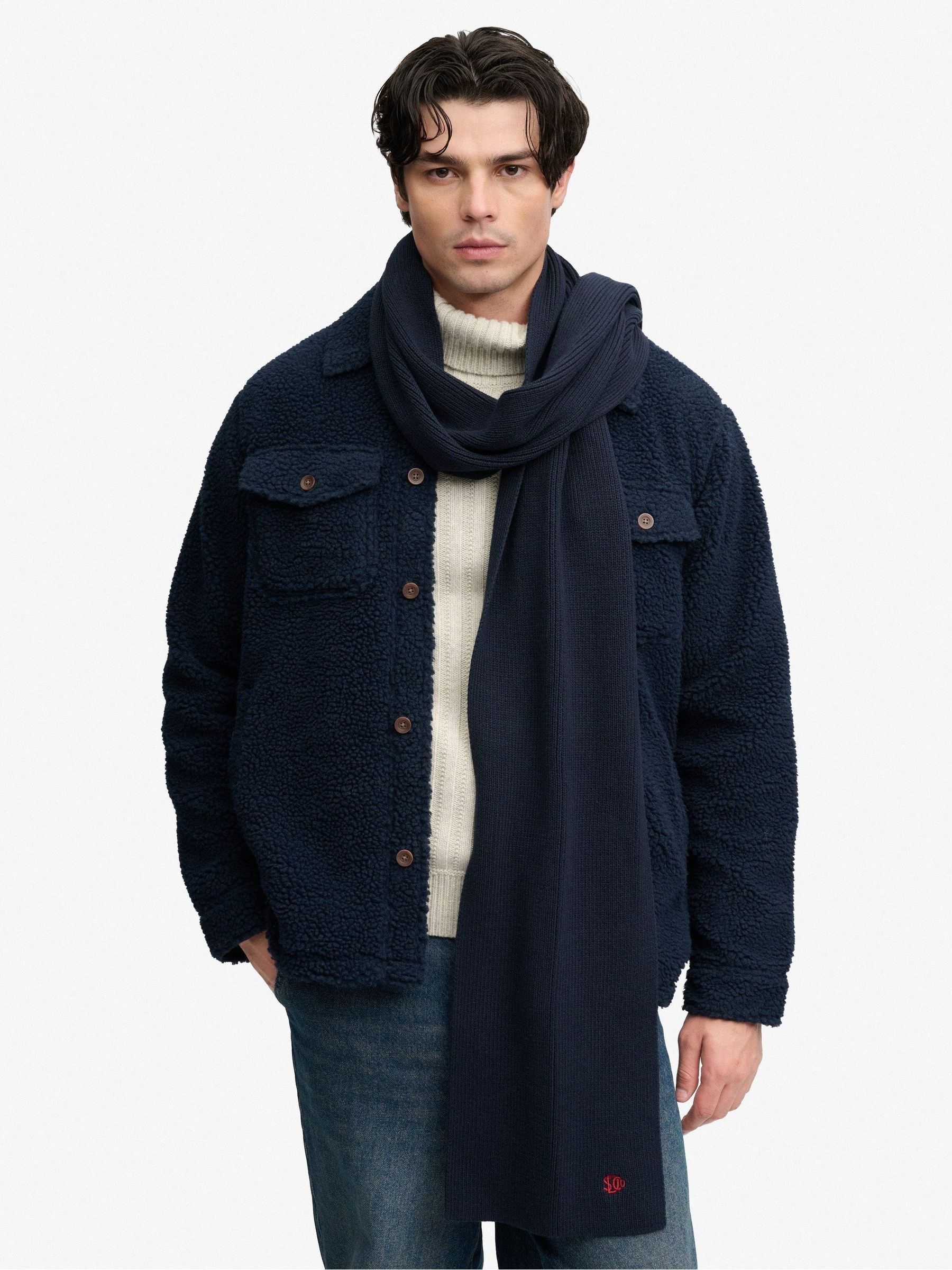 SUPERDRY SD LOGO KNITTED SCARF ECLIPSE M9310565A-98T NAVY - Image 3