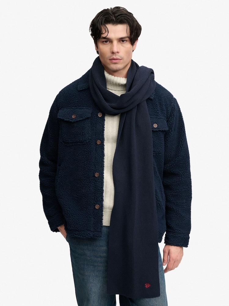 Blå - Superdry Logo stickad halsduk - Bild 1 av 3 Blå - Superdry Logo stickad halsduk - Bild 1 av 3