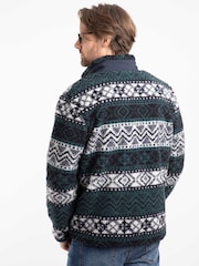 Weird Fish Blue Lucian Full Zip Jacquard Borg Fleece - Image 2 of 7