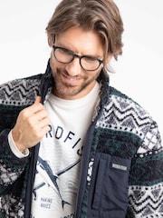 Weird Fish Blue Lucian Full Zip Jacquard Borg Fleece - Image 4 of 7