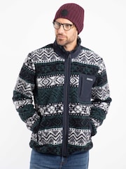Weird Fish Blue Lucian Full Zip Jacquard Borg Fleece - Image 5 of 7