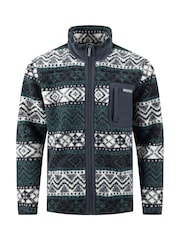 Weird Fish Blue Lucian Full Zip Jacquard Borg Fleece - Image 6 of 7