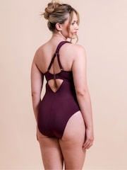 Curvy Kate Purple Beach Bliss Asymmetric Padded Swimsuit - Image 2 of 6