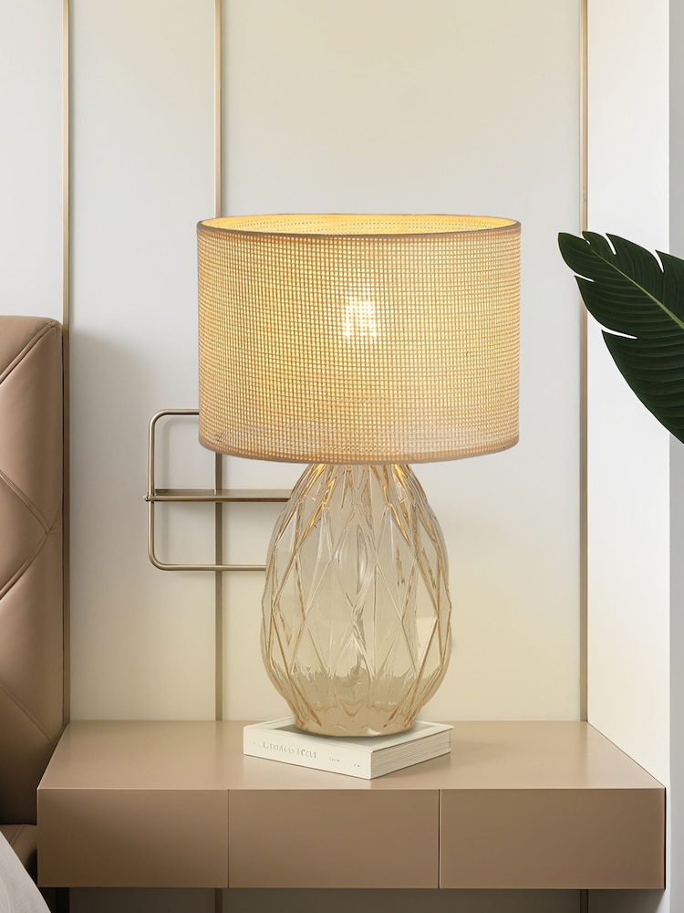 Searchlight Champagne 1 Light Textured Glass Table Lamp - Image 1 of 4