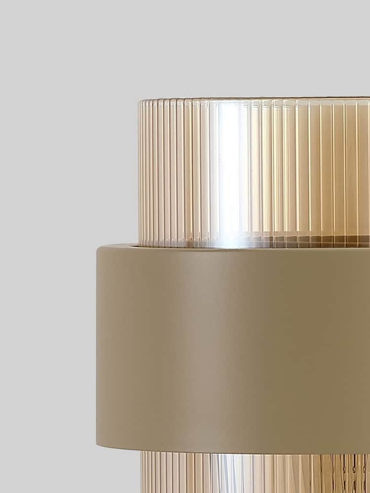 Searchlight Sand and Amber 1 Light Metal & Glass Ribbed Table Lamp - Image 5 of 5 Searchlight Sand and Amber 1 Light Metal & Glass Ribbed Table Lamp - Image 5 of 5