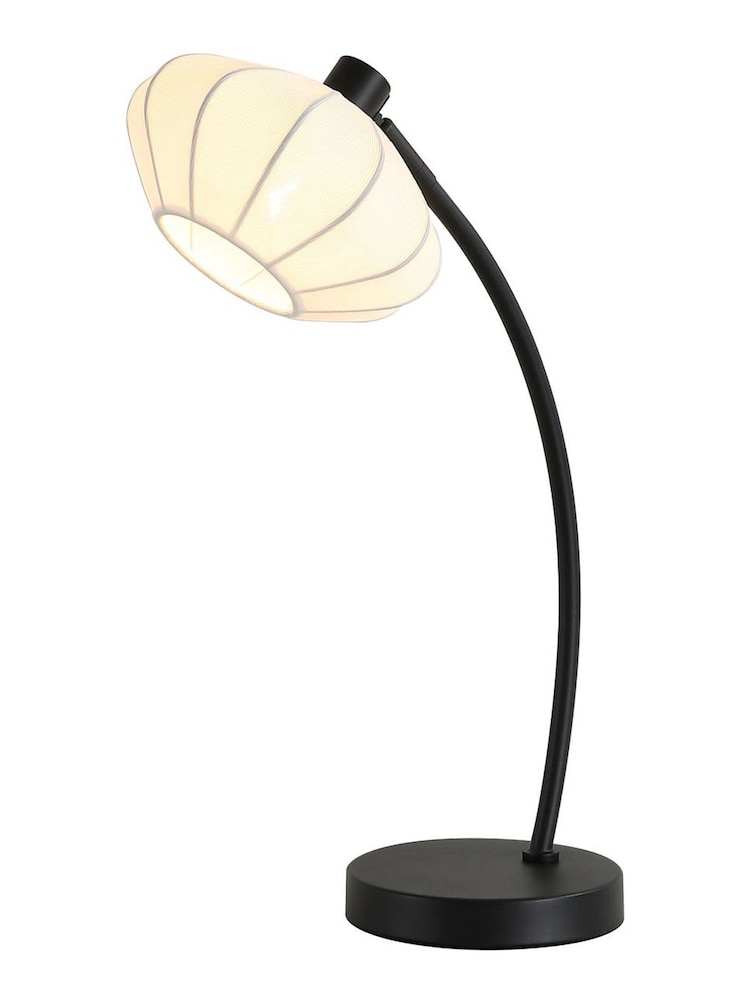 Searchlight Black and White 1 Light Metal Table Lamp with Fabric Shade - Image 5 of 5 Searchlight Black and White 1 Light Metal Table Lamp with Fabric Shade - Image 5 of 5