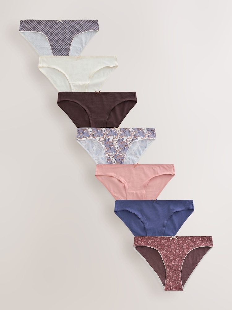 Paisley Bikini Cotton Rich Knickers 7 Pack - Image 1 of 10