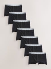 Black Boyshort Cotton Logo Knickers 7 Pack - Image 1 of 4