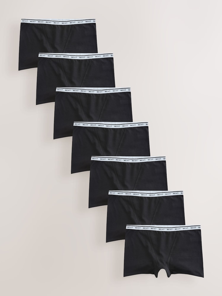 Black Boyshort Cotton Logo Knickers 7 Pack - Image 1 of 4