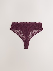 Chocolate Brown/Berry/Cream - Neredzamas biksītes ar mežģīņu priekšpusi, bez VPL 3 iepakojums - Attēls 4 no 6