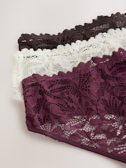 Chocolate Brown/Berry/Cream - Neredzamas biksītes ar mežģīņu priekšpusi, bez VPL 3 iepakojums - Attēls 5 no 6