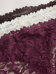 Chocolate Brown/Berry/Cream - Neredzamas biksītes ar mežģīņu priekšpusi, bez VPL 3 iepakojums - Attēls 6 no 6