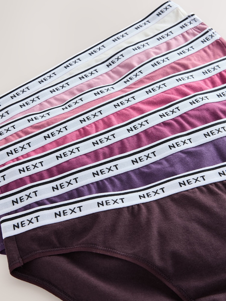 Berry Pink High Leg Cotton Logo Knickers 7 Pack - Image 10 of 10 Berry Pink High Leg Cotton Logo Knickers 7 Pack - Image 10 of 10