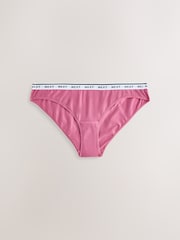 Berry Pink High Leg Cotton Logo Knickers 7 Pack - Image 5 of 10