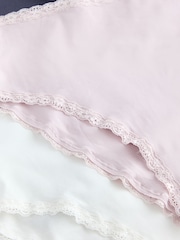 Grey/Pink/Cream High Waist High Leg Cotton and Lace Knickers 4 Pack - Image 11 of 11