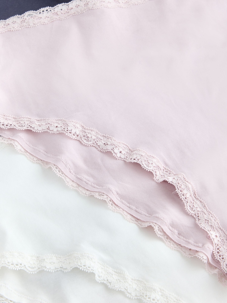 Grey/Pink/Cream High Waist High Leg Cotton and Lace Knickers 4 Pack - Image 11 of 11 Grey/Pink/Cream High Waist High Leg Cotton and Lace Knickers 4 Pack - Image 11 of 11