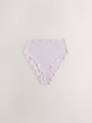 Grey/Pink/Cream High Waist High Leg Cotton and Lace Knickers 4 Pack - Image 2 of 7