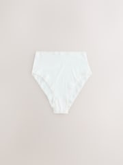 Grey/Pink/Cream High Waist High Leg Cotton and Lace Knickers 4 Pack - Image 3 of 7
