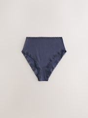 Grey/Pink/Cream High Waist High Leg Cotton and Lace Knickers 4 Pack - Image 8 of 11