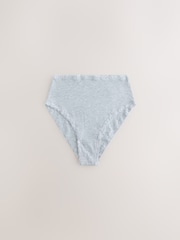 Grey/Pink/Cream High Waist High Leg Cotton and Lace Knickers 4 Pack - Image 9 of 11