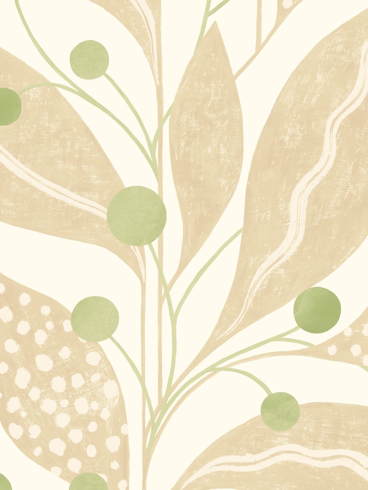 Ohpopsi Matchstick Berry Dot Soft Sage A4 Wallpaper Sample - Image 1 of 1