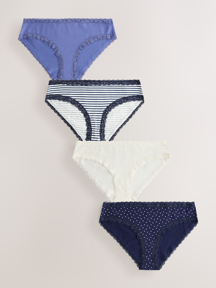 Dungi bleumarin - set de 4 Pachet din bumbac și Dantelă Șosete scurte - Imaginea 1 din 7