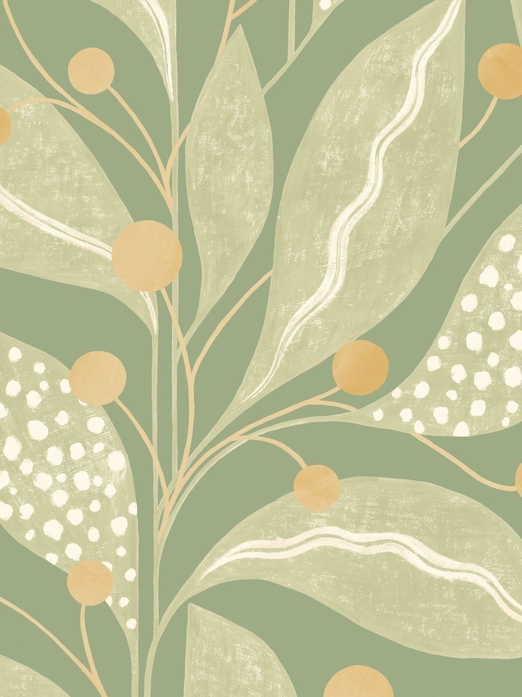 Ohpopsi Avocado Berry Dot Soft Sage A4 Wallpaper Sample - Image 1 of 1