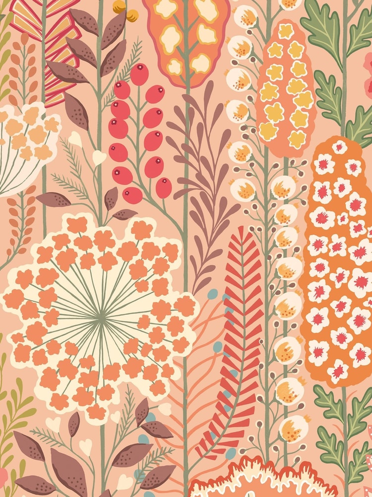 Ohpopsi Spice Twist Seedheads Apricot Mix A4 Wallpaper Sample - Image 1 of 1